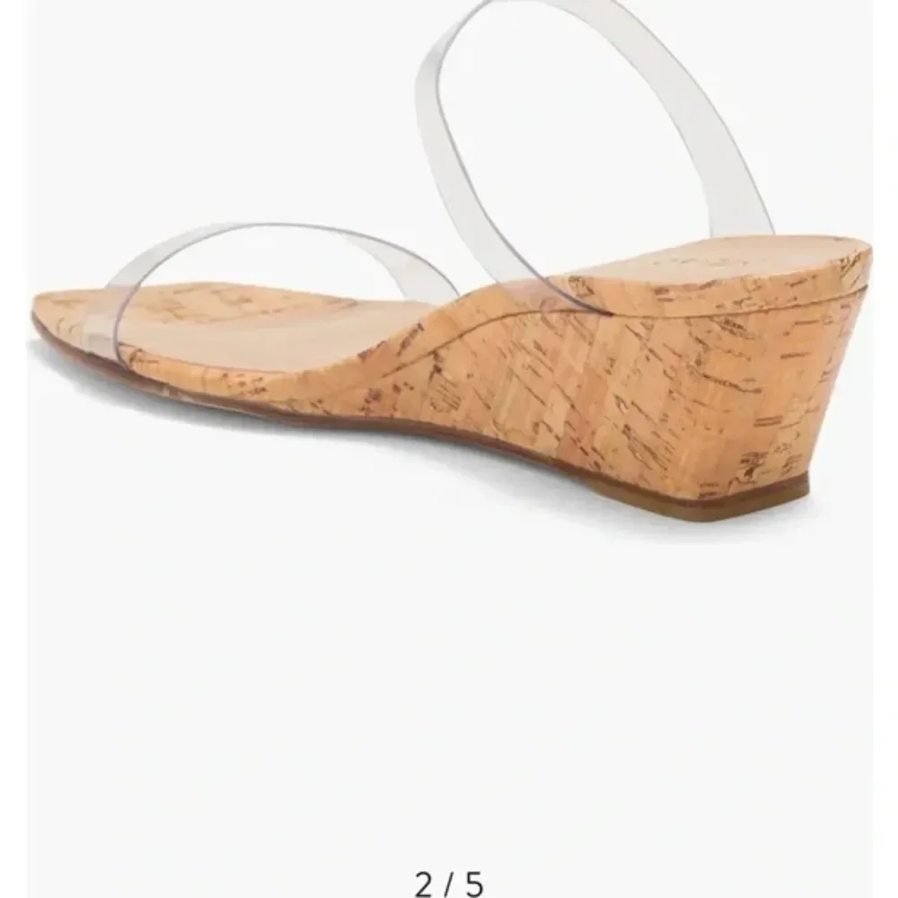 Stuart Weitzman Clear PVC Strap Cork Wedge Sandals - Picture 2 of 7